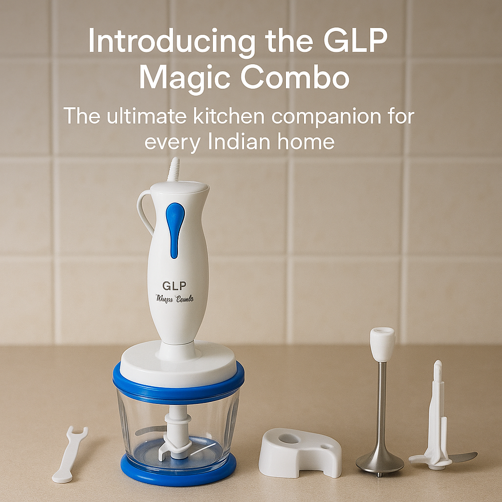 GLP Magic Combo - Hand Blender-cum- Chopper 300 WATTS BLACK & WHITE. MODEL NO. G-MCHBCoW-26.